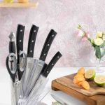 کارد و ساطور 8پارچه استیل پایه سفید