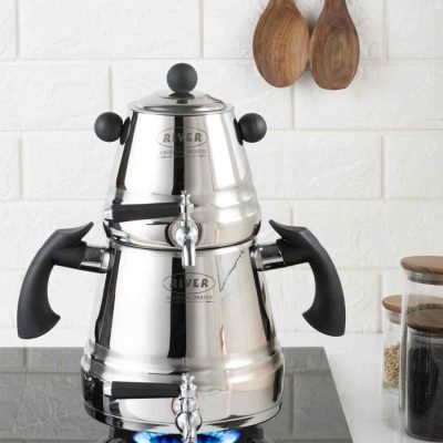 کتری قوری شیردار هرمی استیل مشکی